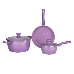 Canton Fair Aluminum Nonstick Cookware 7PC Purple Pots and